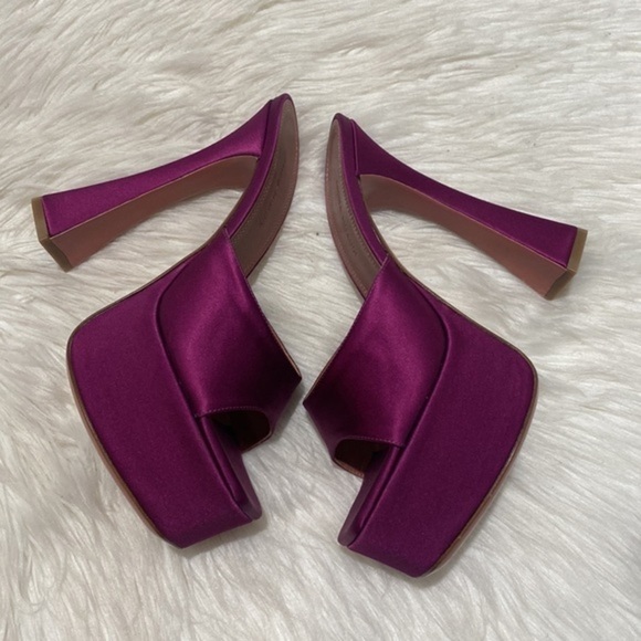 Amina Muaddi Dalida silk satin platform sandal size 36EU - Picture 10 of 12
